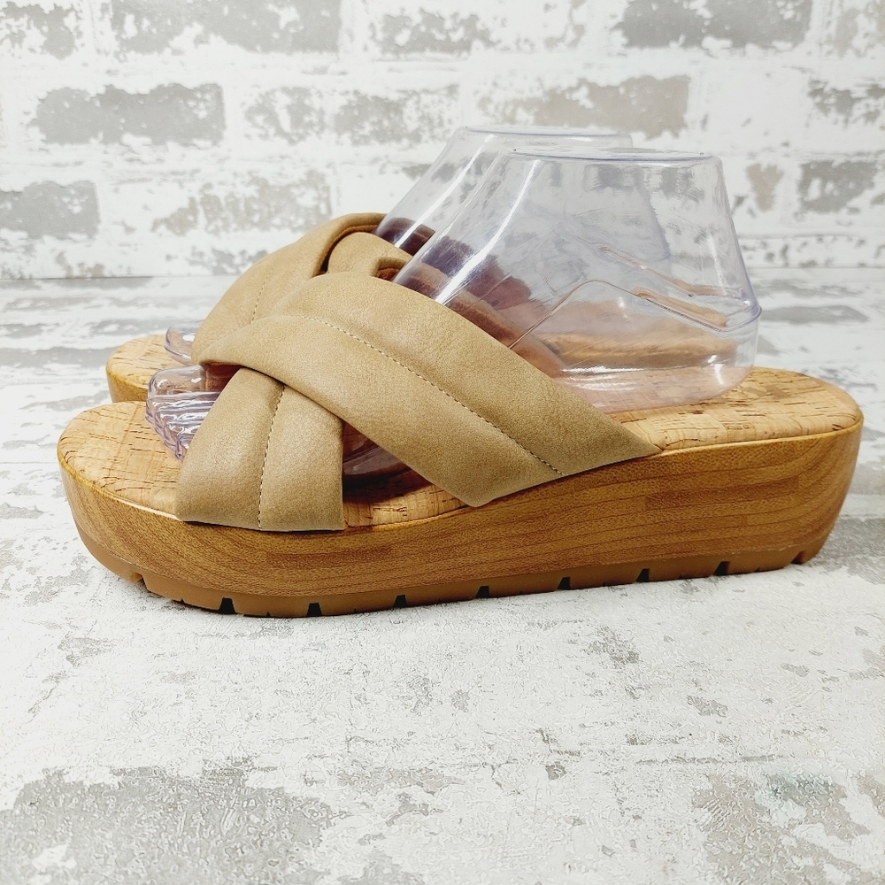 Kork-Ease Tan Crisscross Platform Sandals